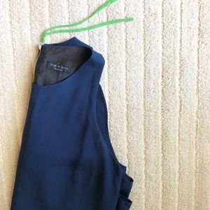 RAG & BONE blue high/low top w/ green tassel zip
